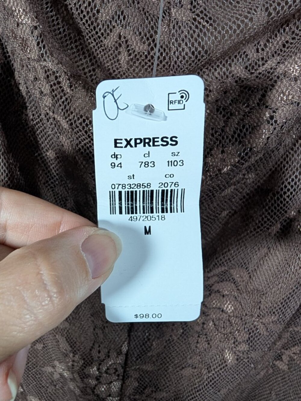 EXPRESS Long Sleeve Mock Neck Lace Maxi Dress Women's Size M Cocoa, Sexy, 1321 - Picture 9 of 13
